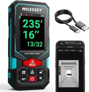 Laser Measurement Tool, MiLESEEY 330Ft Multifunctional Laser Measure with 2.4" Color Backlit Display, Rechargeable Laser Distance Meter with Angle Sensor, m/cm/mm/in/ft+in Measurement Unit