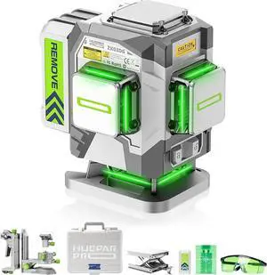 Laser Level, Self-Leveling 4 * 360 Green Cross Line Laser Tool, High Accuracy Professional 4D Laser Level for Construction with 8000mAh Rechargeable Li-ion Battery &Hard Carry Case -ZK04CG