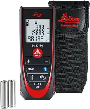 D2 New 100m/330ft Metric Imperial Laser Distance Measure with Bluetooth 4.0 - Black/Red