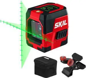 Self-Leveling Green Cross Line Laser with Projected Measuring Marks - LL932401,Red/Black