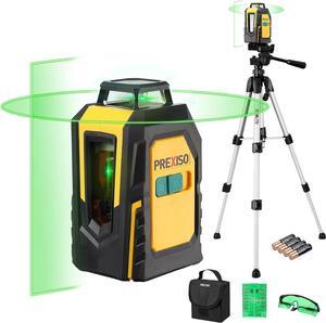 360° Laser Level with Tripod, 100Ft Self Leveling Cross Line Laser- Green Horizontal Line for Construction, Floor Tile, Renovation with Target Plate, Green Glasses, Carry Bag, 4 AA Batteries