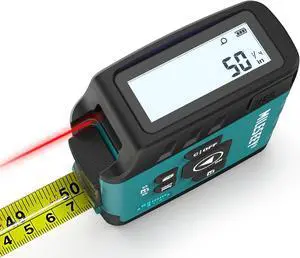 DT20 Laser Tape Measure 3-in-1, 130FT Laser Distance Meter, 16FT Digital Tape Measure, Regular Tape Measure, Area Volume Measuring Pythagorean Mode, Waterproof and Rechargeable