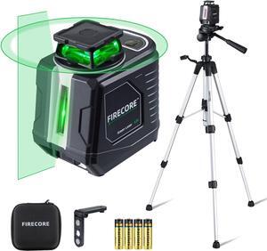 360° Laser Level with Tripod, Green Self Leveling Cross Line Laser Tool with 3 Brightness Adjustment Pulse Mode for Floor Tile Wall Construction, L-Bracket, Batteries &Carry Pouch Included