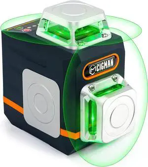 Laser Level Self Leveling 3x360° 3D Green Cross Line for Construction and Picture Hanging, Rechargeable battery, Remote Controller, Magnetic Rotating Stand Included