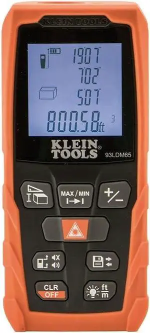 93LDM65 Laser Distance Measure 98-Foot, Digital Backlit LCD, Distance, Area, Volume, Pythagorean
