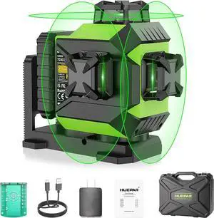 4x360 Laser Level Self-leveling 4D Green Beam Cross Line 16 Lines Tiling Floor Laser Tool -2x360 Horizontal/Vertical Laser Lines -rechargeable Li-ion Battery &Integrated Magnetic Bracket 704CG