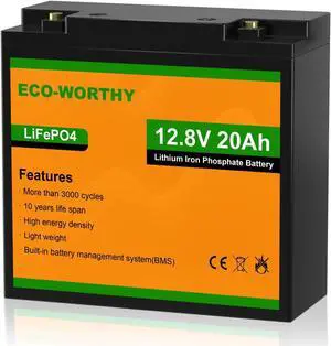 12V 20Ah Lithium Battery, 3000+ Deep Cycle Rechargeable LiFePO4 Lithium Ion Phosphate Battery with BMS for Trolling Motor, Fish finder, Kids Scooters, Power Wheels, Outdoor Camping