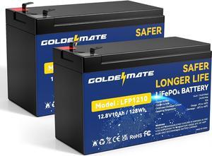 12V 10Ah LiFePO4 Lithium Deep Cycle Battery(2-Pack), 5000+ Cycles Lithium Iron Phosphate Rechargeable Battery for Solar, Lighting, Power Wheels, Fish Finder, Scooters, Lightweight