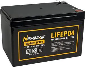 2 Pack 12V 12Ah LiFePO4 Deep Cycle Battery, 2000+ Cycles Lithium Iron Phosphate Rechargeable Battery for Solar Power,UPS,Lighting, Power Wheels, Fish Finder, Scooters and More, Built-in 12A BMS