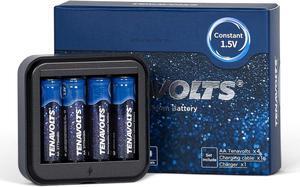 1.5V AA Lithium Rechargeable Battery, 1.8h Fast Charge, Wall Charger, Constant Output at 1.5V, 2775 mWh, 20 Count with Charger