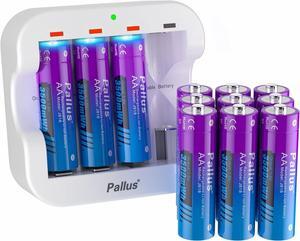 1.5V AA Rechargeable Lithium Batteries, 8-Pack Double A Li-Ion Batteries for Household Office, 2Hrs Fast Charing, 3500mWh High Capacity, Super Long Lasting, Cycles 1600, 1.5V Constant Output