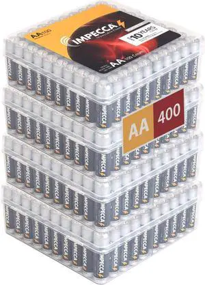 400-Count AA batteries High Energy Premium Alkaline Battery 1.5 V (4 Boxes of 100 Batteries - AA Size), Ideal for Office/Wholesale/Medical/Education/Home