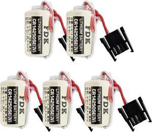 5Pcs 3V 1000mAh 1747-BA Replacement PLC Battery with Black Connector for Sanyo FDK CR14250SE 1/2AA Backup Power Supply