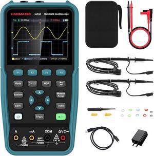 Handheld Digital Oscilloscope 50Mhz Bandwidth with 2 Channels HO52 3.5"TFT Mini Oscilloscope, 2 in 1 Oscilloscope and Multimeter, Backlit Screen, Auto-Calibration Function, Memory Function