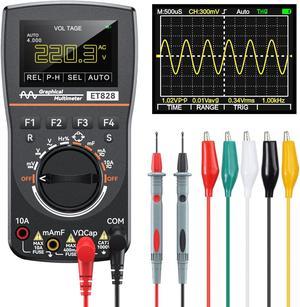 2 in 1 Digital Oscilloscope Multimeter, Scope Meter with 2.5 Msps High Sampling, 2.4 Inch Color Screen, Automatic Waveform Capture Function, DC/AC Voltage/Current Frequency Resistance Diode Test