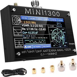Mini 1300 Antenna Analyzer,SeeSii 4.3 Inch 0.1-1300MHz HF VHF UHF Antenna Analyzer with SMA Calibration Kits,Multi Measurement ANT/SWR/TDR/DSP RF Signal Generator Vector Network Analyzer
