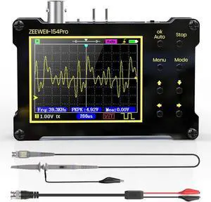 Mini Handheld Digital Oscilloscope, Support Persistence, PWM, 14 Type Measurement, 40MSa/s Sampling Rate, 18MHz Bandwidth, Signal Generator Frequency 500Khz, 2.4 LCD Display
