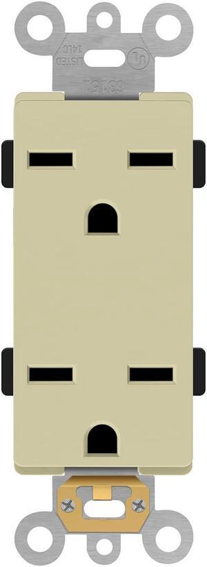 Industrial Grade Decorator Outlet, 20A 125V, Tamper-Resistant Duplex Receptacle, Self-Grounding, 5-20R, 2-Pole, 3-Wire Grounding, UL Listed, 63200-TR, White (10 Pack)