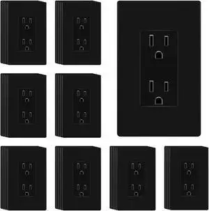 White Decorator Receptacle, Standard Electrical Wall Outlet, 15A 125V, Self-Grounding, 2-Pole, 3-Wire, 5-15R, UL Listed, 61502-W, 40 Pack, Non Tamper Resistant