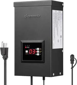 300W Low Voltage Transformer with 3 Independent Control Outputs, Landscape Transformer with Timer and Photocell Sensor, 120V AC to 12V/14V AC, Weatherproof, ETL Listed