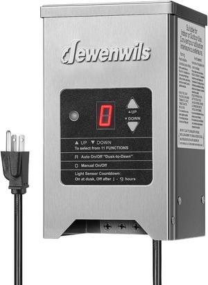 150W Low Voltage Landscape Transformer with Photocell Sensor, 120V AC to 12V/15V AC, Low Voltage Transformer for LED Landscape Lights, Spotlight, Weatherproof Stainless Steel, ETL Listed