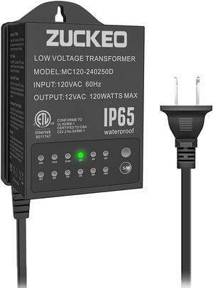 120W Low Voltage Transformer Outdoor Landscape Lighting Transformers with Timer & Lights Sensor, 120V to 12V Waterproof Power Supply for LED Landscape Lights Spotlight Pathway Light ETL Listed