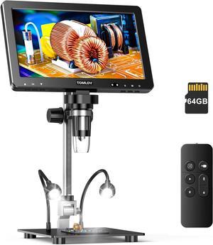 DM9 Max 10.1" HD IPS HDMI Digital Microscope 1500X, 20MP Coin Microscope Magnifier for Error Coins with Screen, LCD Soldering Microscope for Adults, 10 LED Lights, PC/TV Compatible, 64GB