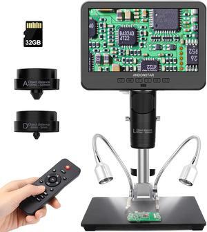 AD246S-M HDMI Digital Microscope 2000x for Adults, 3 Lens 2160P UHD Video Record, 7 Inch LCD Soldering Microscope, Coin Microscope, Biological Microscope Kit, Windows Compatible
