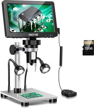 LCD Digital Microscope, 1200X Magnification for Coin PCB Circuit Repair Soldering, 12MP Camera Sensor Coin Microscope32GB TF CardWired Remote, 10 LED Light, Compatible with Windows/Mac OS