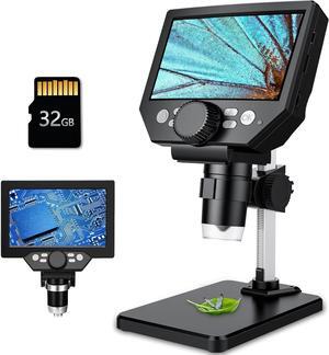 LCD Digital Microscope,4.3 Inch 1080P 10 Megapixels,1-1000X Magnification Zoom Wireless USB Stereo Microscope Camera,10MP Camera Video Recorder with HD Screen