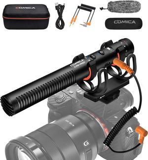 VM20 Shotgun Microphone, Super-Cardioid Camera Microphone with Rycote Shockmount, Windscreen, Wind Muff, OLED Power Display, Video Microphone for Smartphones, DSLR Cameras, Tablets, Laptops