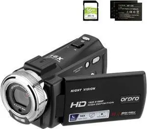 HDV-V12 HD 1080P Video Camera Recorder Infrared Night Vision Camera Camcorders with 16G SD Card and 2 Batteries
