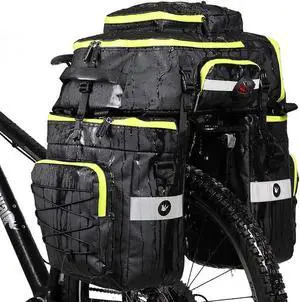 Bike Bag Bike Pannier Bag Set, for Bicycle Cargo Rack Saddle Bag Shoulder Bag Laptop Pannier Rack Bicycle Bag Professional Cycling Accessories 3 in 1-Green