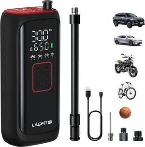 20s Fast Inflate Air Pump for Bicycle Tires, 150PSI Portable Tire Inflator Battery Air Compressor with Pressure Gauge, Presta Valve Adapter for Motorcycle, Ball, Compact Car