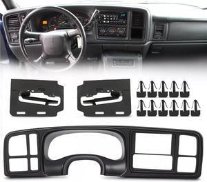 Double Din Dash Bezel Cover Kit Compatible With 1999-2002 GMC Sierra Full-Size Trucks/SUV's Chevy Silverado Car Stereo Radio 15731974 15772850