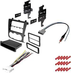 KIT1067 Bundle with Car Stereo Install Kit for Nissan Altima 2007  2012 Sedan Non Digital Climate Control Dash Mounting Kit, Harness, Antenna for Single or Double Din Radio Receivers (4 Item)
