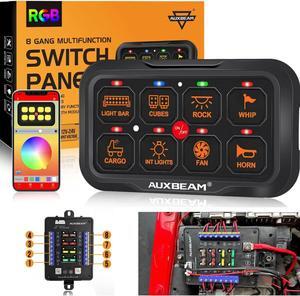 8 Gang Switch Panel RGB AR-800 Toggle Momentary Pulsed Bluetooth Switch Panel for Truck SUV UTV ATV Marine RV Camper Van, Multifunction 12-24V Waterproof 2 Years Warranty