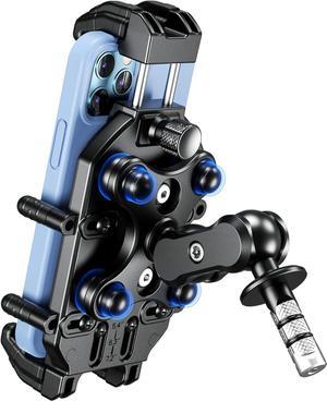 Motorcycle Fork Stem Phone Mount with Vibration Dampener & High-Speed Secure Lock, Anti-Theft Motorcycle Phone Holder Cellphone Mount Mobile Phone Cradle for 5.4''-7.2'' Smartphones