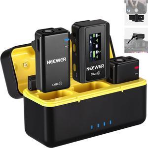 CM28 Wireless Lavalier Microphone System with Charging Case, 1 Click Noise Canceling, 4GB Storage for 9Hrs of 48KHz 16 Bit Uncompressed Audio Lapel Mic Compatible with iPhone/Android/PC/Camera