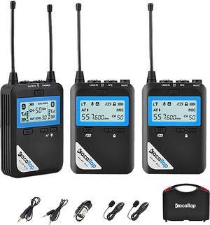 ALLAP-W1-2 Kit Omnidirectional UHF Wireless Lavalier Microphone System with 1 Receiver, 2 Transmitter, A/B Group Total 100 Channel for Canon Nikon Sony Cameras, XLR Camcorder, Phone