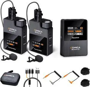 BoomX-D2 - Wireless Microphone System for Cameras, Camcorders, Smartphones, Laptops, Compact Wireless Lavalier Lapel Microphone with Safety Audio Track, Noise Reduction, 328' Range, Low Latency