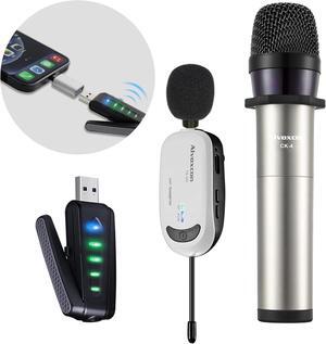 Wireless USB Microphone for iPhone & Computer, Rechargeable Handheld & Lapel Mic System for MacBook, PC Laptop, Zoom Meeting, Classroom Teaching, Teacher Podcast, vlog