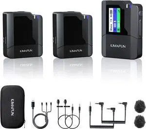2 Pack Lavalier Microphone Wireless for iPhone iPad, Dual Lapel Clip on Mic with Lightning Receiver, KM-G50-6