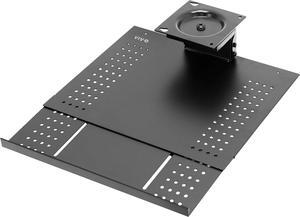 Black Sliding 15 x 12 inch Tray, Adjustable Platform Mounted Under Desk, Laptop Notebook Holder for Office Desk, DESK-AC02A