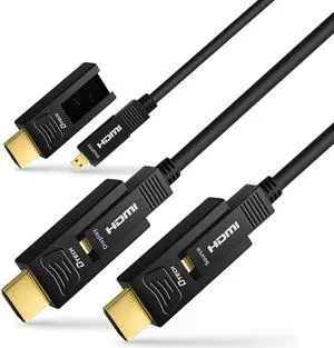 200 Feet Fiber Optic HDMI Cable 4K 60Hz 444 422 420 Chroma Subsampling HDCP 2.2 18Gbps High Speed with Detachable Standard HDMI to Micro HDMI Cord for TV Projector Computer Monitor