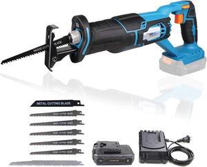 20V Reciprocating Saw zall saw cut-off tool with 2.5A Charger,LED working light, Tool-Free Blade Change, 7pcs Saw Blades for cutting metal wood frozen bone, 2.0AH Battery