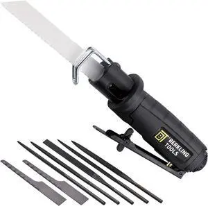 7102 Compact Low Vibration Air Saw/Air File with 8 pcs Blade Kit (3 Bi-Metal Saw Blades 18T 24T 32T and 5 Files) Multi-function Pneumatic Reciprocating Body Saw Air Powered Mini Tool