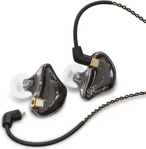 Triple Driver in Ear Monitors Bmaster in-Ear Headphones with Silver-Plated MMCX Cable Ideal Earphones for Musicians Sound Engineers and DJs (Dark Brown)