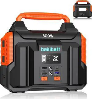 Portable Power Station 300W 257wh Lithium Battery Bailibatt Small Portable Generator for Home Use Camping Travel Emergency Hunting Outdoor, Large Power Bank with AC Outlet for Laptop