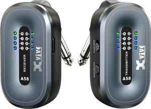 A58 Wireless Guitar System 5.8GHz Wireless Guitar Transmitter Receiver for Active or Passive Pickup Electric/Acoustic Bass Guitar